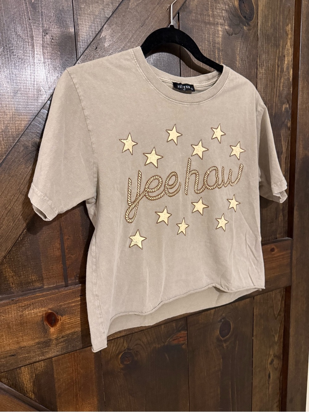 Zutter 'Yeehaw' Star Graphic Short Sleeve Tee - Taupe